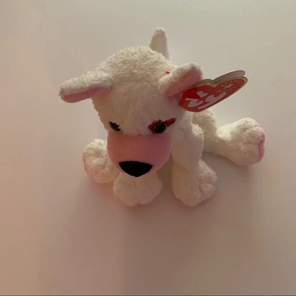 TY Beanie Babies Cupid White Plush Dog 7” New - Picture 7 of 7